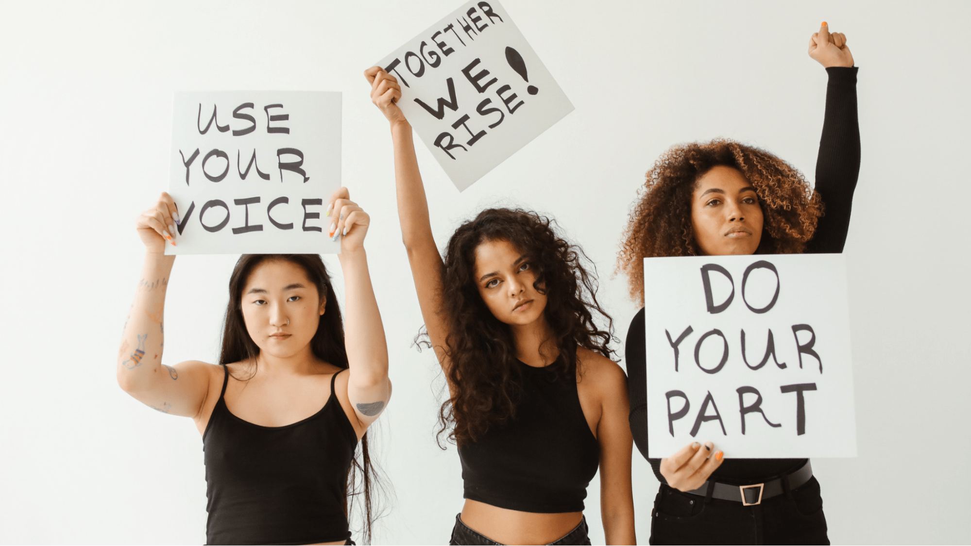 3 girls protesting